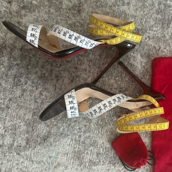 Christian Louboutin Vintage Trompe L'oeil Measuring Tape Strappy High Heels - Picture 5 of 16